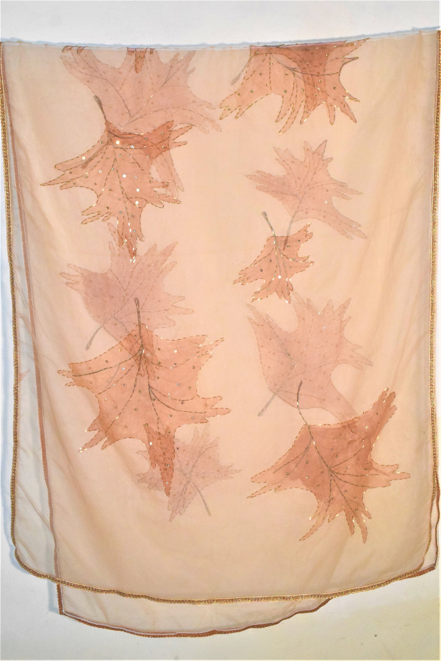 Dry leaves soft organza dubata with embalishment