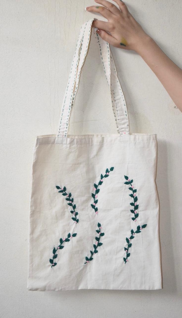 Leaves  /Tote Bag/Handmade Embroided Bag