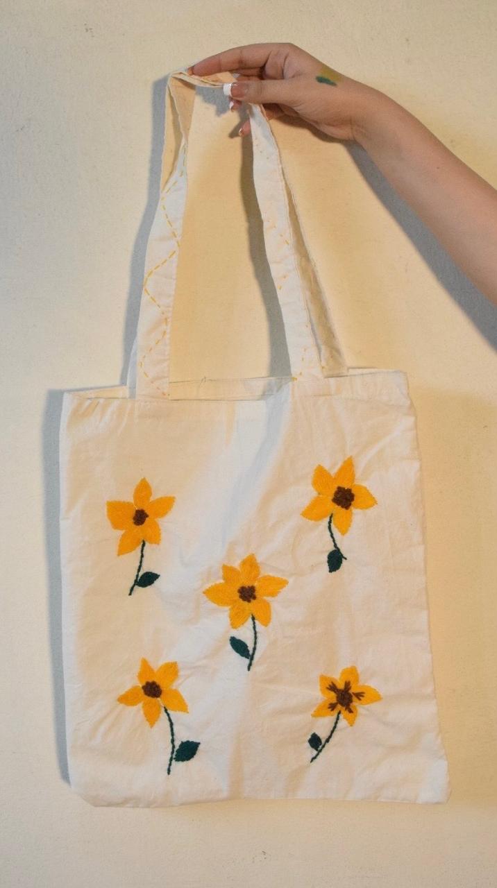 Sun flower/Tote Bag/Handmade Embroided Bag